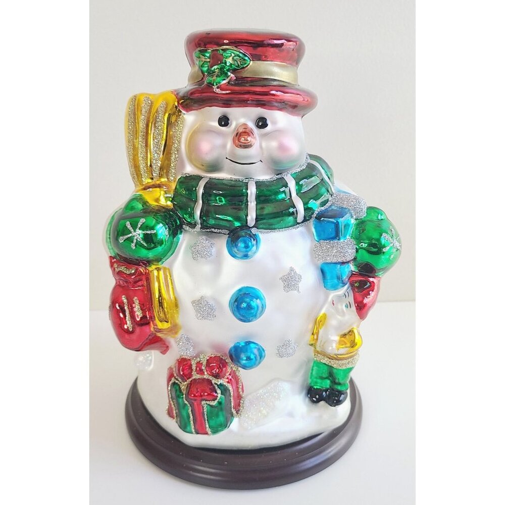 Thomas Pacconi Classics Snowman Hand-Painted Glass Christmas Decor With COA Box